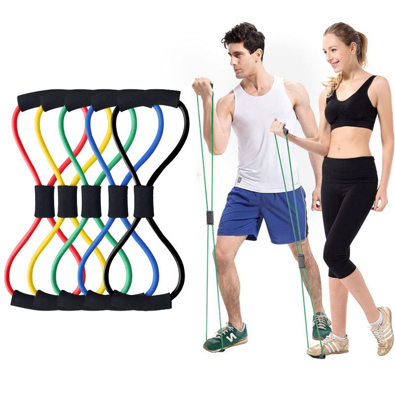 A corda de tração elástica de 8 palavras exercita, elásticos de pouco peso da resistência da ioga fornecedor